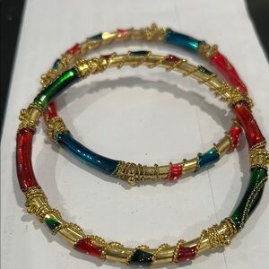 Colorful Gold-Tone Bangles